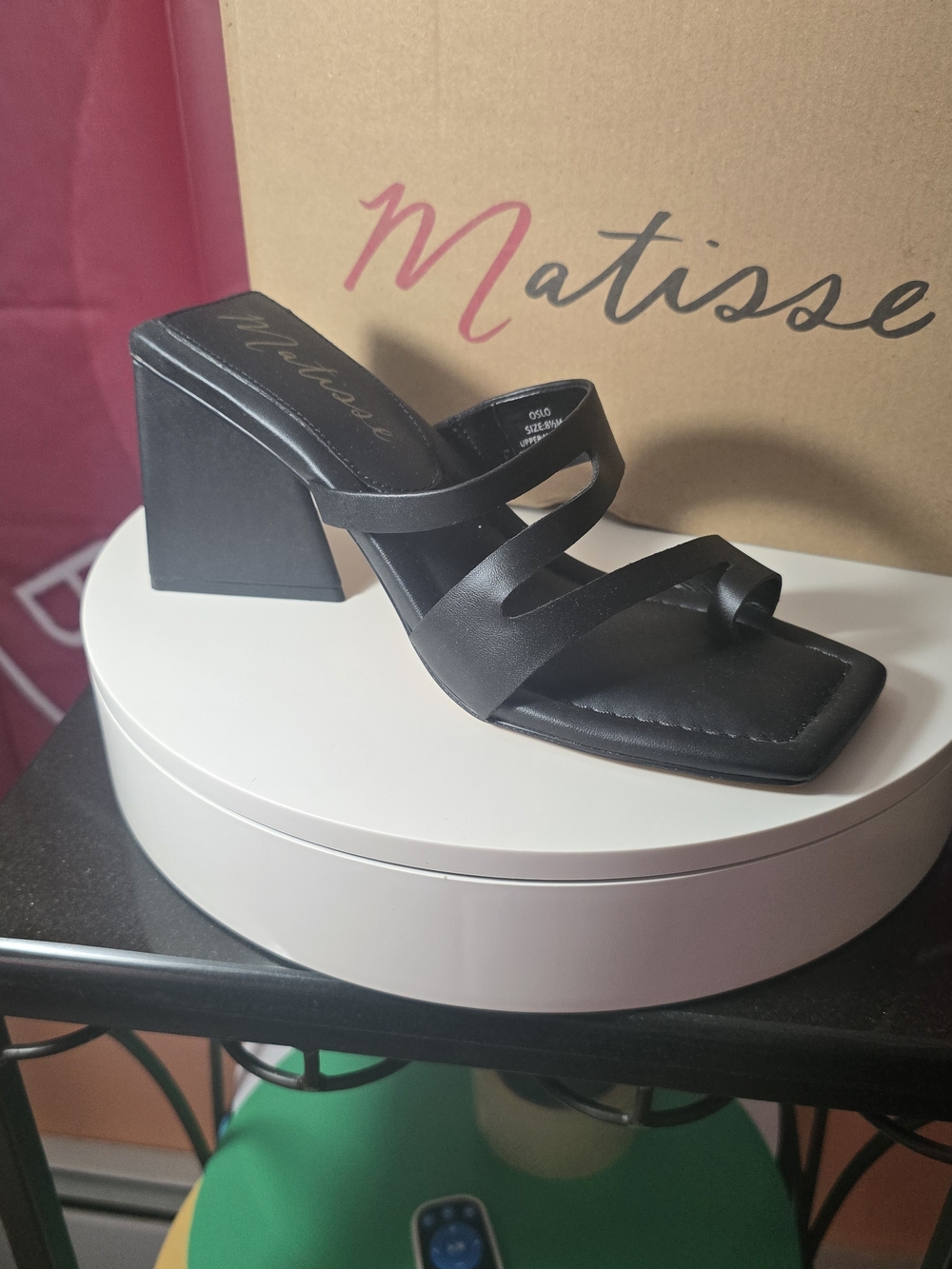 Matisse Black Strappy Block Heel Mule 6M